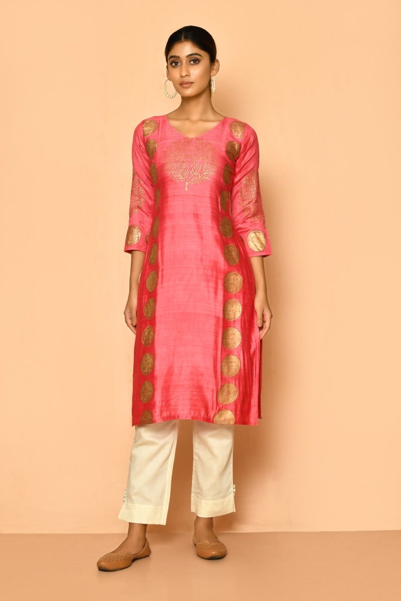 Buy Ruby Handloom Cotton Silk Kurta for Women | Shop Verified Sustainable Womens Kurta on Brown Living™