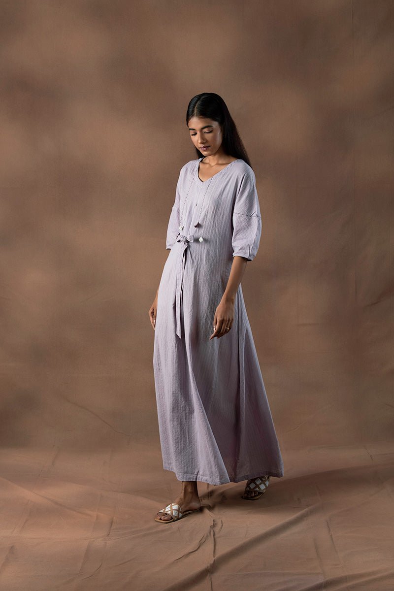 Buy Ruhani Pleated Tie Up Organic Cotton Dress | Shop Verified Sustainable Womens Dress on Brown Living™