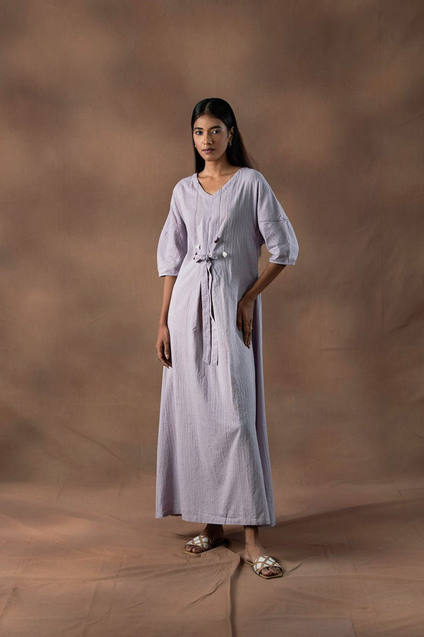 Buy Ruhani Pleated Tie Up Organic Cotton Dress | Shop Verified Sustainable Products on Brown Living