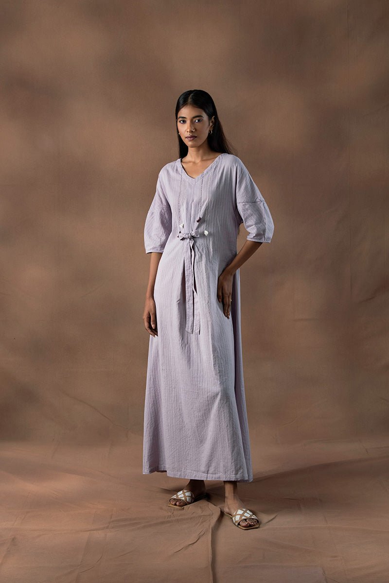 Buy Ruhani Pleated Tie Up Organic Cotton Dress | Shop Verified Sustainable Womens Dress on Brown Living™