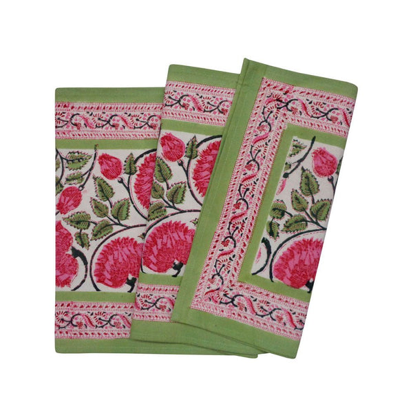 Buy Runner - Handblocked | Green,Pink | Shop Verified Sustainable Table Linens on Brown Living™