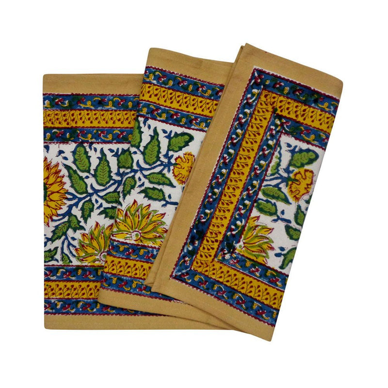 Buy Runner - Floral Handblocked | Yellow | Shop Verified Sustainable Table Linens on Brown Living™