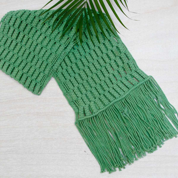 Buy Runner - Macrame 2 | Aqua Green | Shop Verified Sustainable Table Linens on Brown Living™