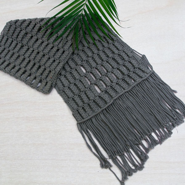 Buy Runner - Macrame 2 | Grey | Shop Verified Sustainable Table Linens on Brown Living™