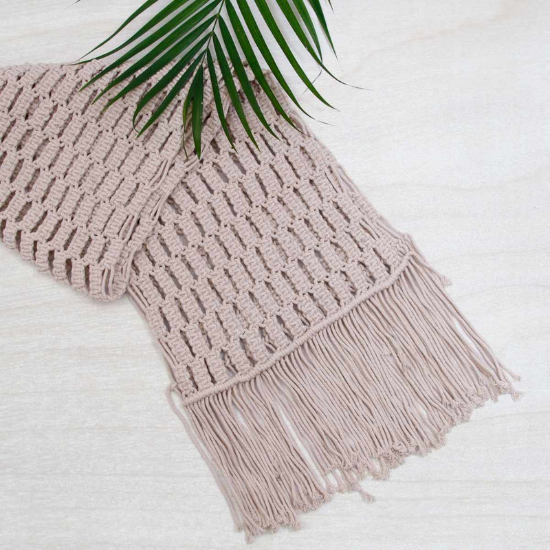 Buy Runner - Macrame 3| Cream/Off white | Shop Verified Sustainable Products on Brown Living