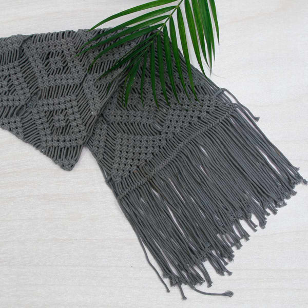 Buy Runner - Macrame 3 | Grey | Shop Verified Sustainable Table Linens on Brown Living™