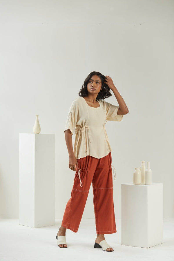 Buy Rust Cargo pant | Womens Cotton Pants | Shop Verified Sustainable Womens bottom on Brown Living™