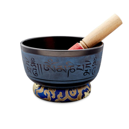 Rustic Blue Mantra Singing Bowl | Verified Sustainable by Brown Living™