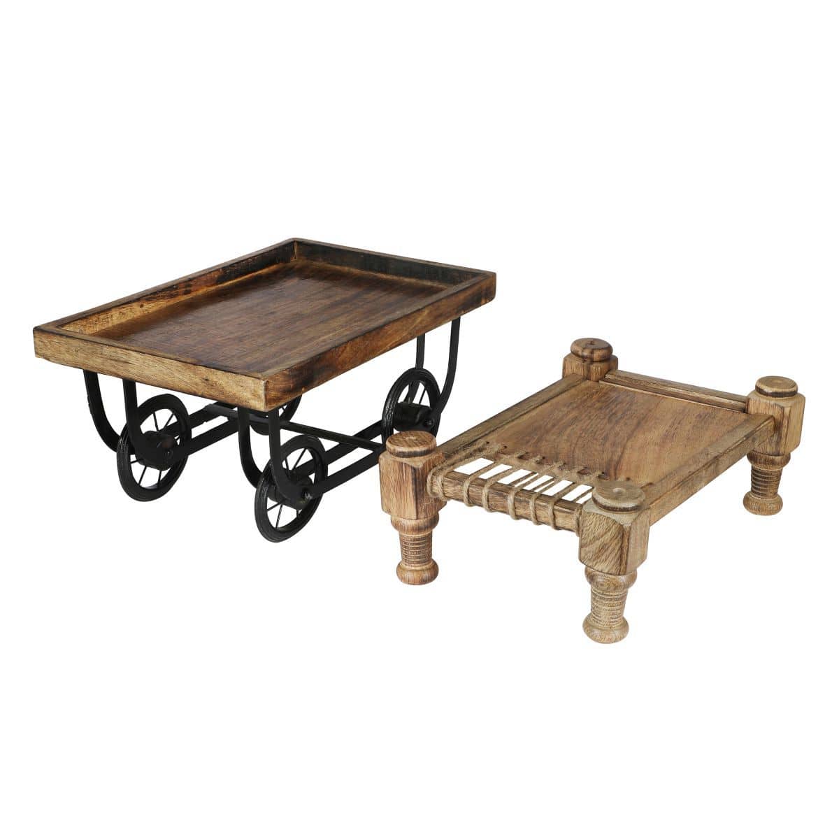 Rustic Platter Servers Combo - Manji & Redi - Thela & Khaat | Verified Sustainable by Brown Living™