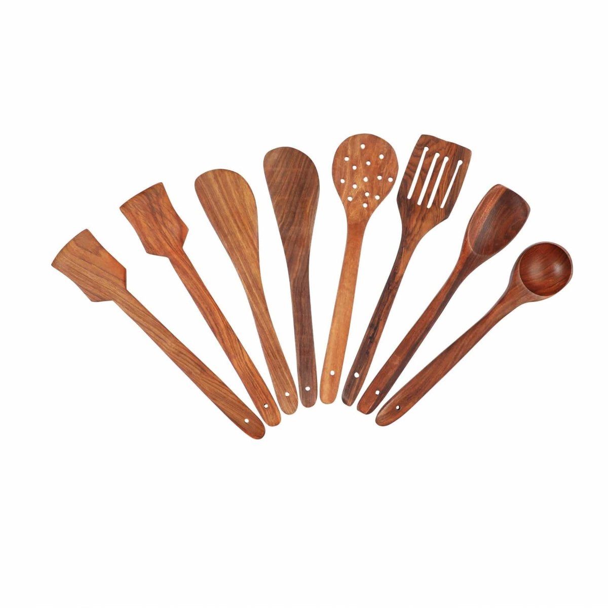 Rustic Queen Spatula Cooking Set of 8 Indian Rosewood or Sheesham | Verified Sustainable by Brown Living™