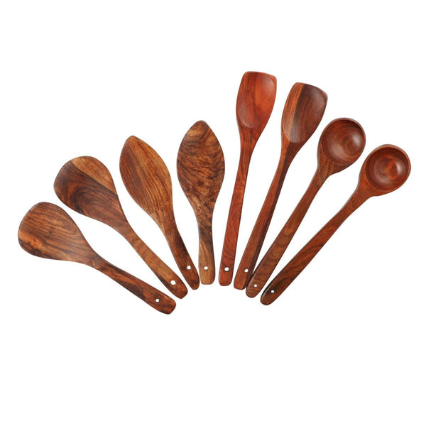 Buy Rustic Queen Spatula Serving Set of 8 Indian Rosewood or Sheesham | Shop Verified Sustainable Serving Set on Brown Living™