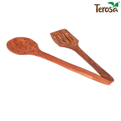 Rustic Spatula Deep Frying Set of 2 Indian Rosewood or Sheesham | Verified Sustainable by Brown Living™