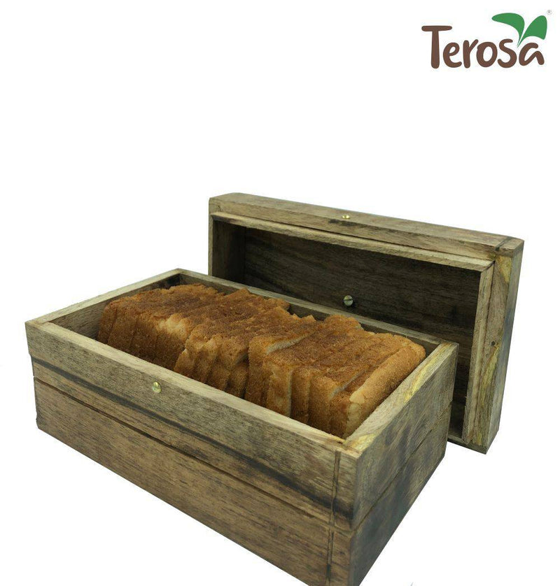 Buy Rustic Wooden Bread Box with Lid or Multi-utility Box | Made of Mango Wood | Shop Verified Sustainable Kitchen Organisers on Brown Living™