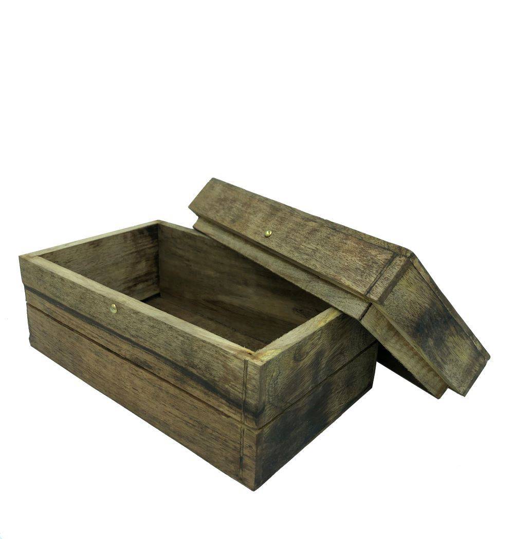 Rustic Wooden Bread Box with Lid or Multi - utility Box | Made of Mango Wood | Verified Sustainable by Brown Living™