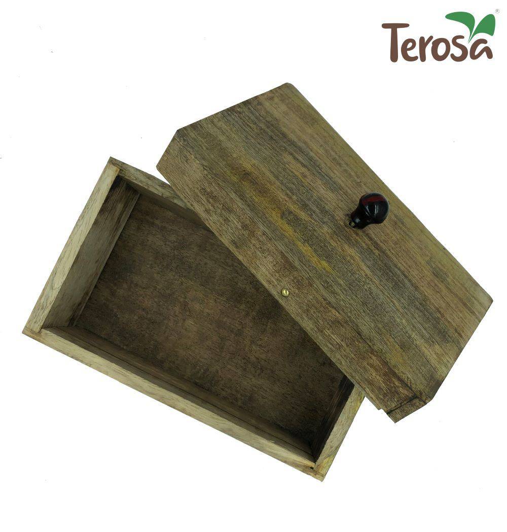 Rustic Wooden Bread Box with Lid or Multi - utility Box | Made of Mango Wood | Verified Sustainable by Brown Living™