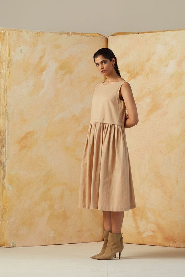 Buy Rylie Beige Solid Dress | Shop Verified Sustainable Womens Dress on Brown Living™