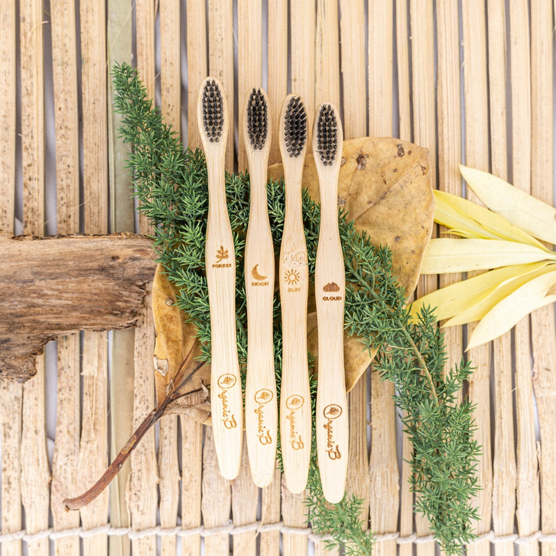 S-Curve Charcoal Bamboo Toothbrush | Verified Sustainable Oral Care on Brown Living™