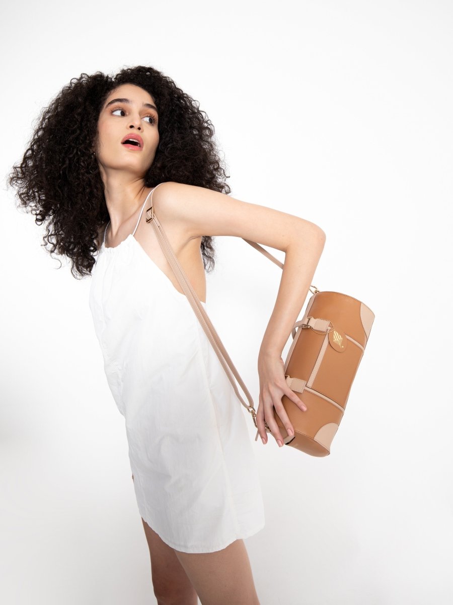 Salacia (Almond & Caramel) | Women's bag made with Apple Leather | Verified Sustainable by Brown Living™