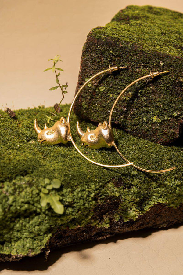 Buy Salores (Rhino) Brass Earrings - Gold | Shop Verified Sustainable Womens Earrings on Brown Living™