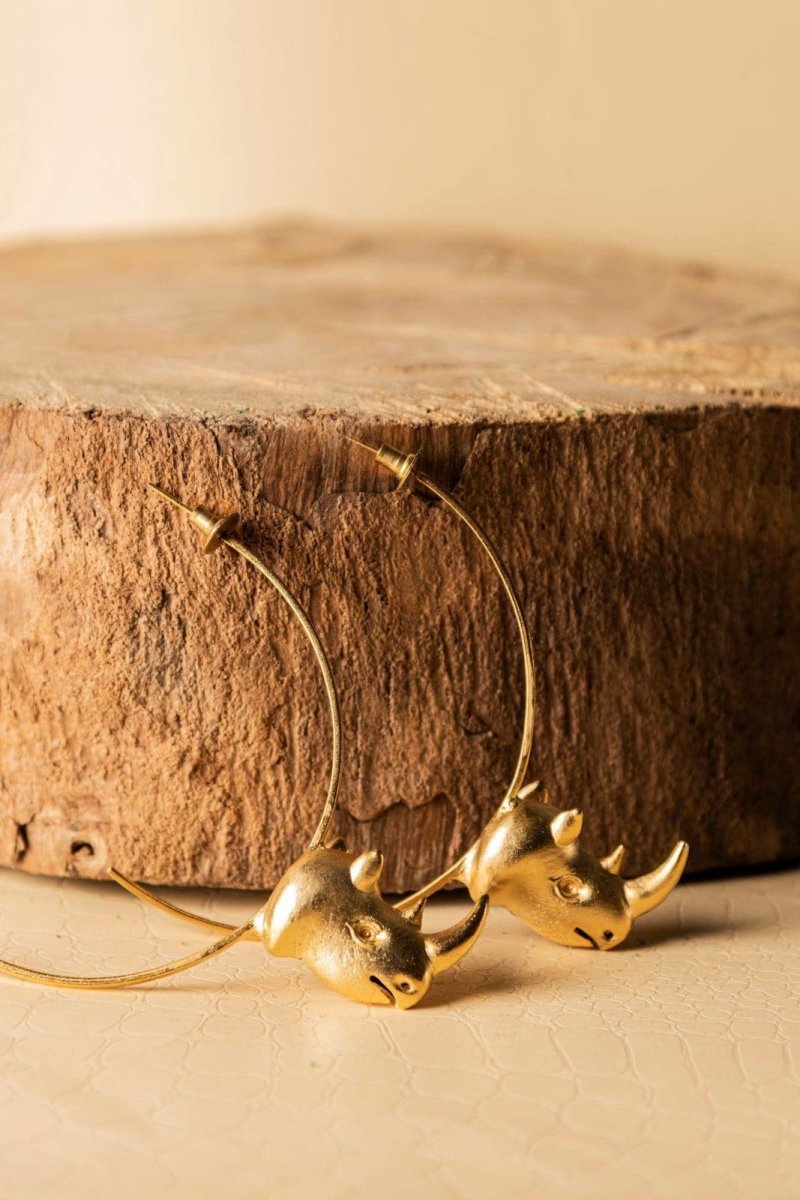 Buy Salores (Rhino) Brass Earrings - Gold | Shop Verified Sustainable Products on Brown Living