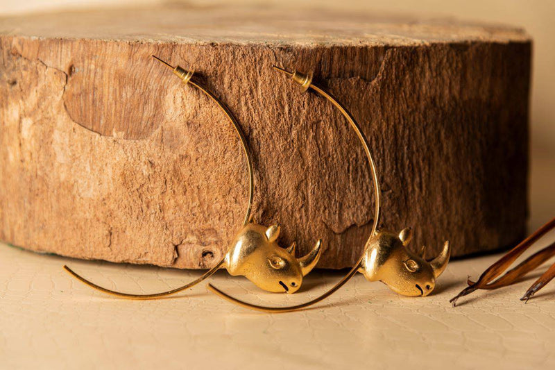 Buy Salores (Rhino) Brass Earrings - Gold | Shop Verified Sustainable Products on Brown Living