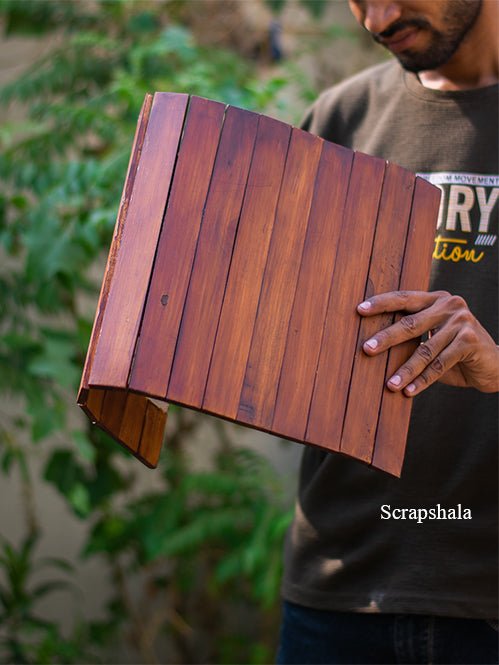 Salvage Table Placement | Walnut colour | Foldable | Stain - Proof | Scrapshala | Verified Sustainable by Brown Living™