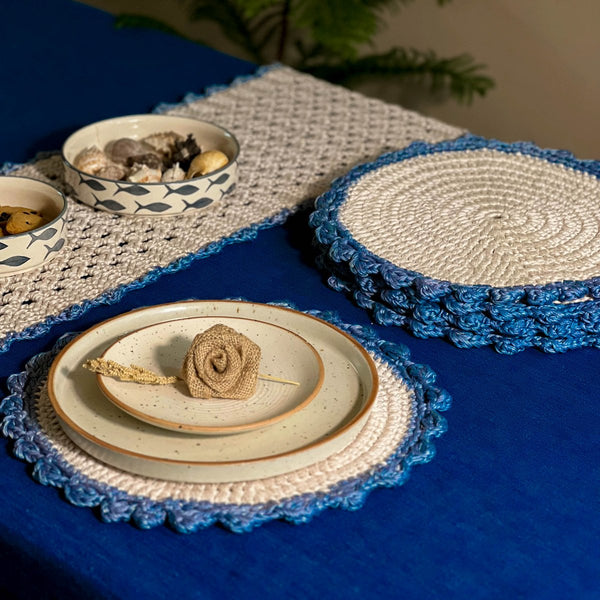 Buy Sandhya Handmade Designer Crochet Runner & Mat Set | Shop Verified Sustainable Products on Brown Living