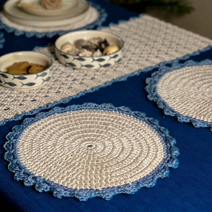 Sandhya Handmade Designer Crochet Runner & Mat Set | Verified Sustainable by Brown Living™