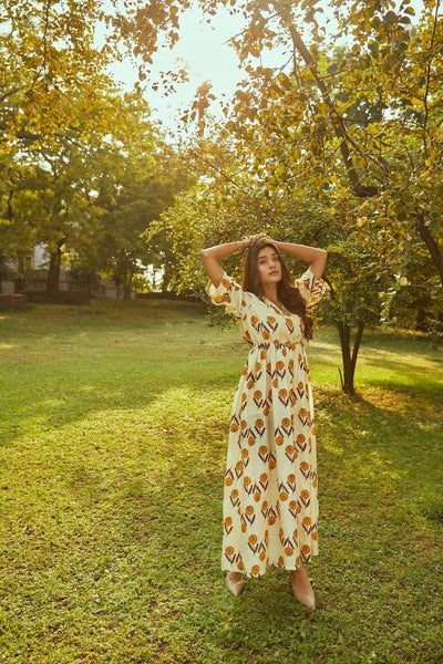 Sandy Acacia Kaftan Dress – Womens Dress on Brown Living™. SKU: TCC - AW22 - 60_24BL6492. Img 1.