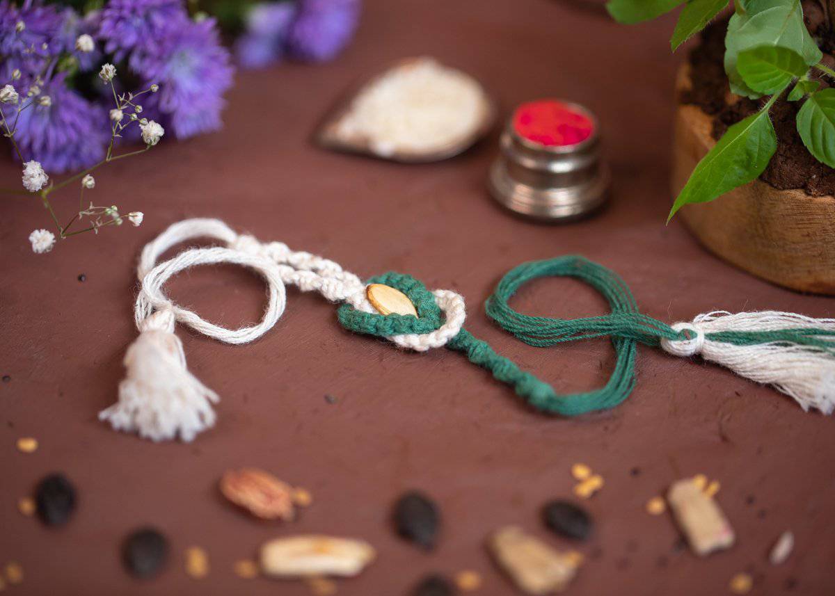 Sangam - Eco - friendly Plantable Rakhi embedded with seeds – Rakhi on Brown Living™. SKU: 172 - 08471 - 21FO - 302. Img 1.