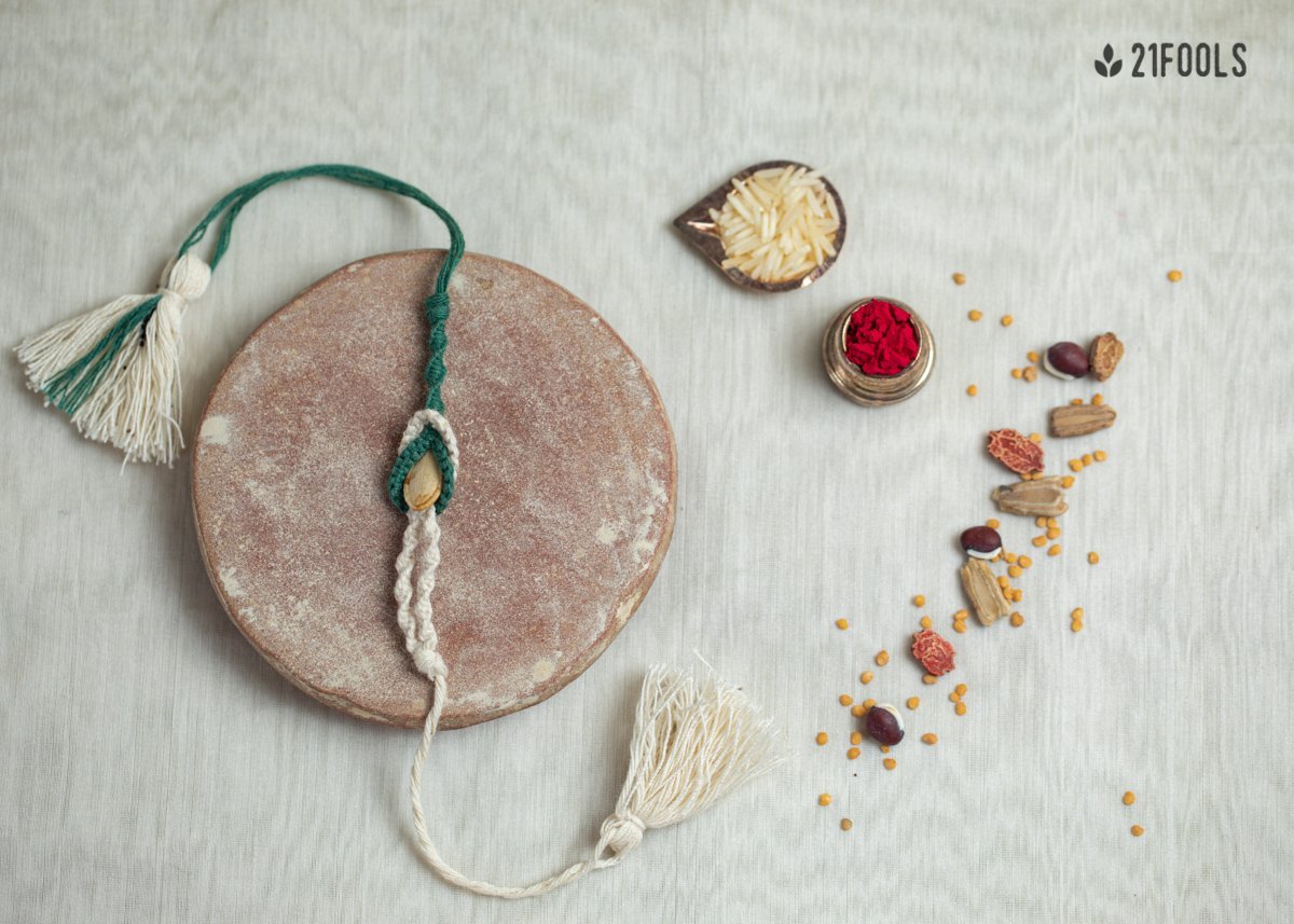 Sangam - Eco - friendly Plantable Rakhi embedded with seeds – Rakhi on Brown Living™. SKU: 172 - 08471 - 21FO - 302. Img 6.