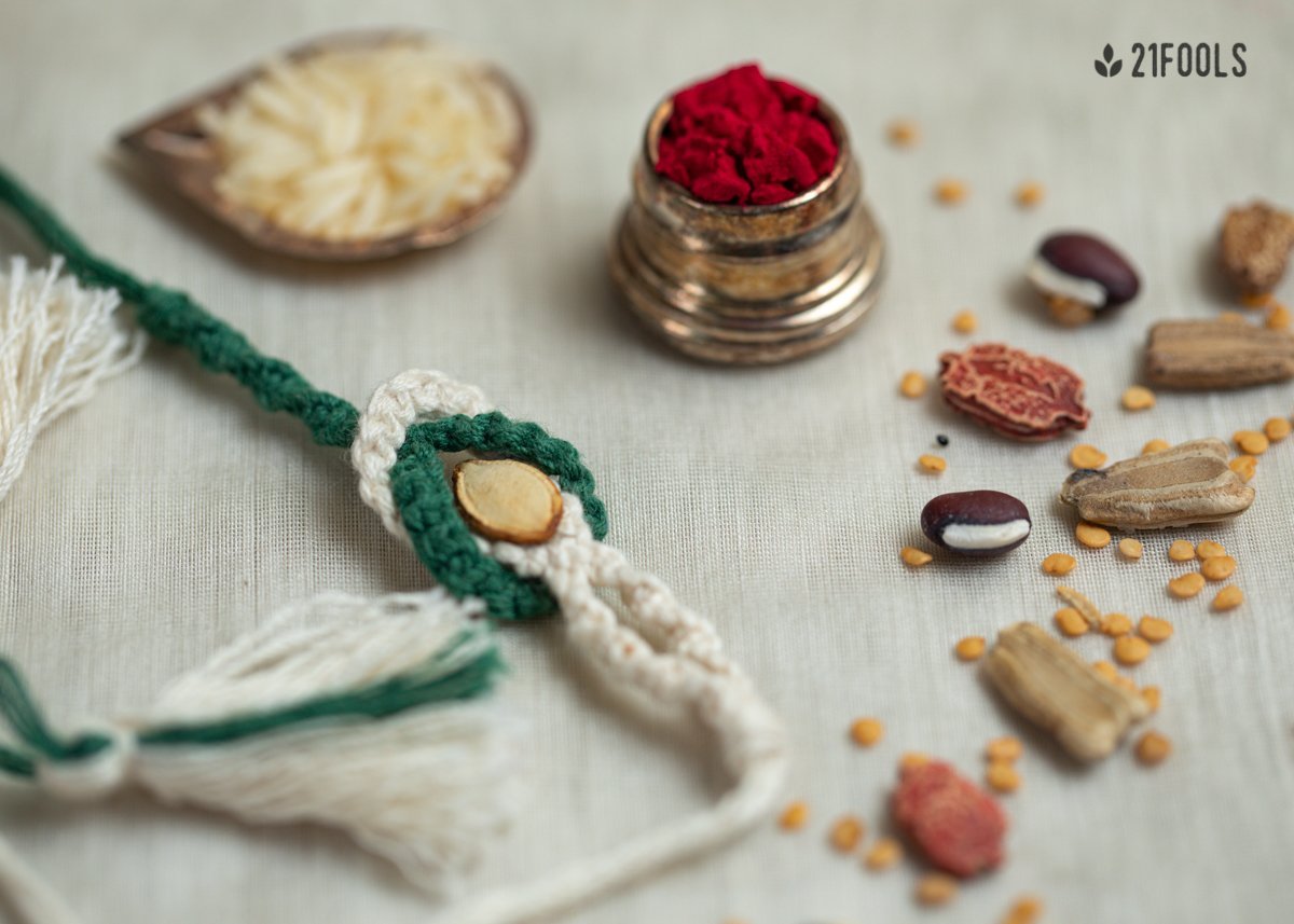 Sangam - Eco - friendly Plantable Rakhi embedded with seeds – Rakhi on Brown Living™. SKU: 172 - 08471 - 21FO - 302. Img 7.
