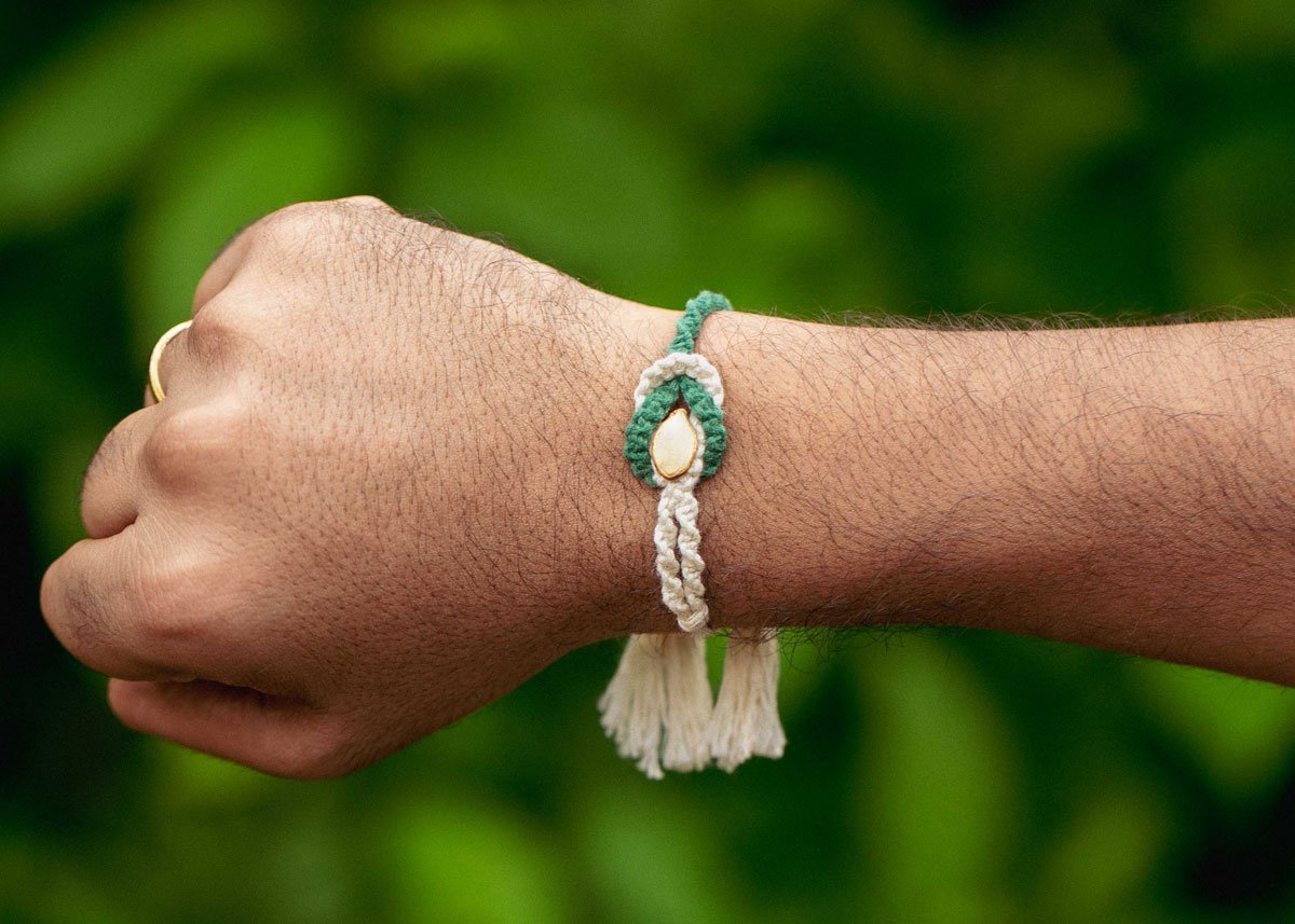Sangam - Eco - friendly Plantable Rakhi embedded with seeds – Rakhi on Brown Living™. SKU: 172 - 08471 - 21FO - 302. Img 5.