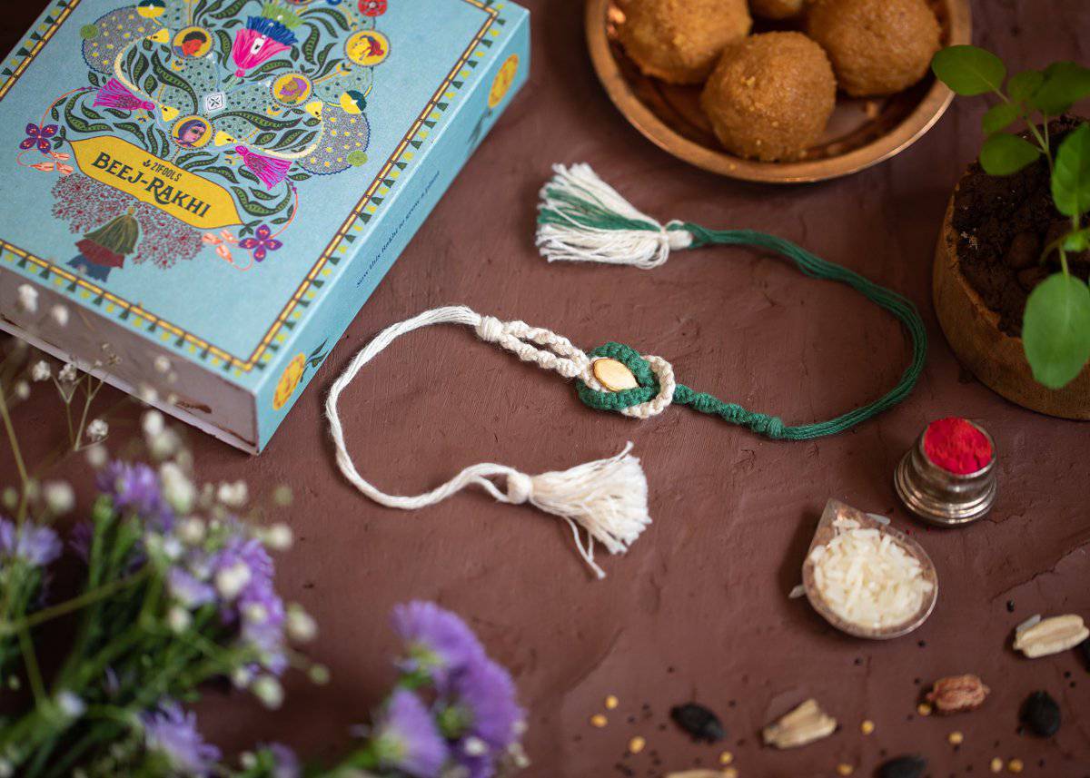 Sangam - Eco - friendly Plantable Rakhi embedded with seeds – Rakhi on Brown Living™. SKU: 172 - 08471 - 21FO - 302. Img 3.