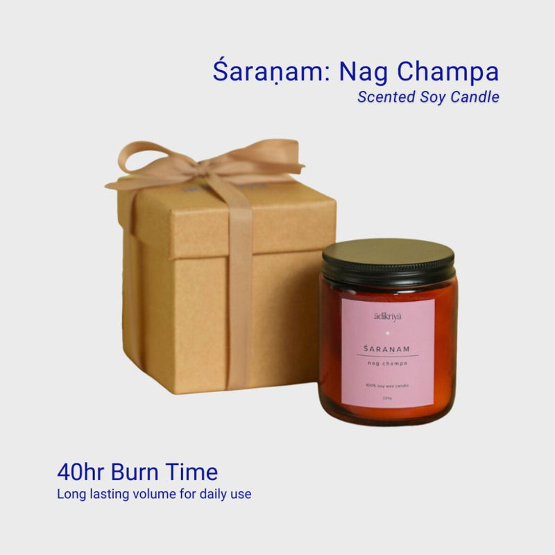 Buy Śaraṇam Scented Soywax Candle | Nag Champa | Shop Verified Sustainable Candles & Fragrances on Brown Living™