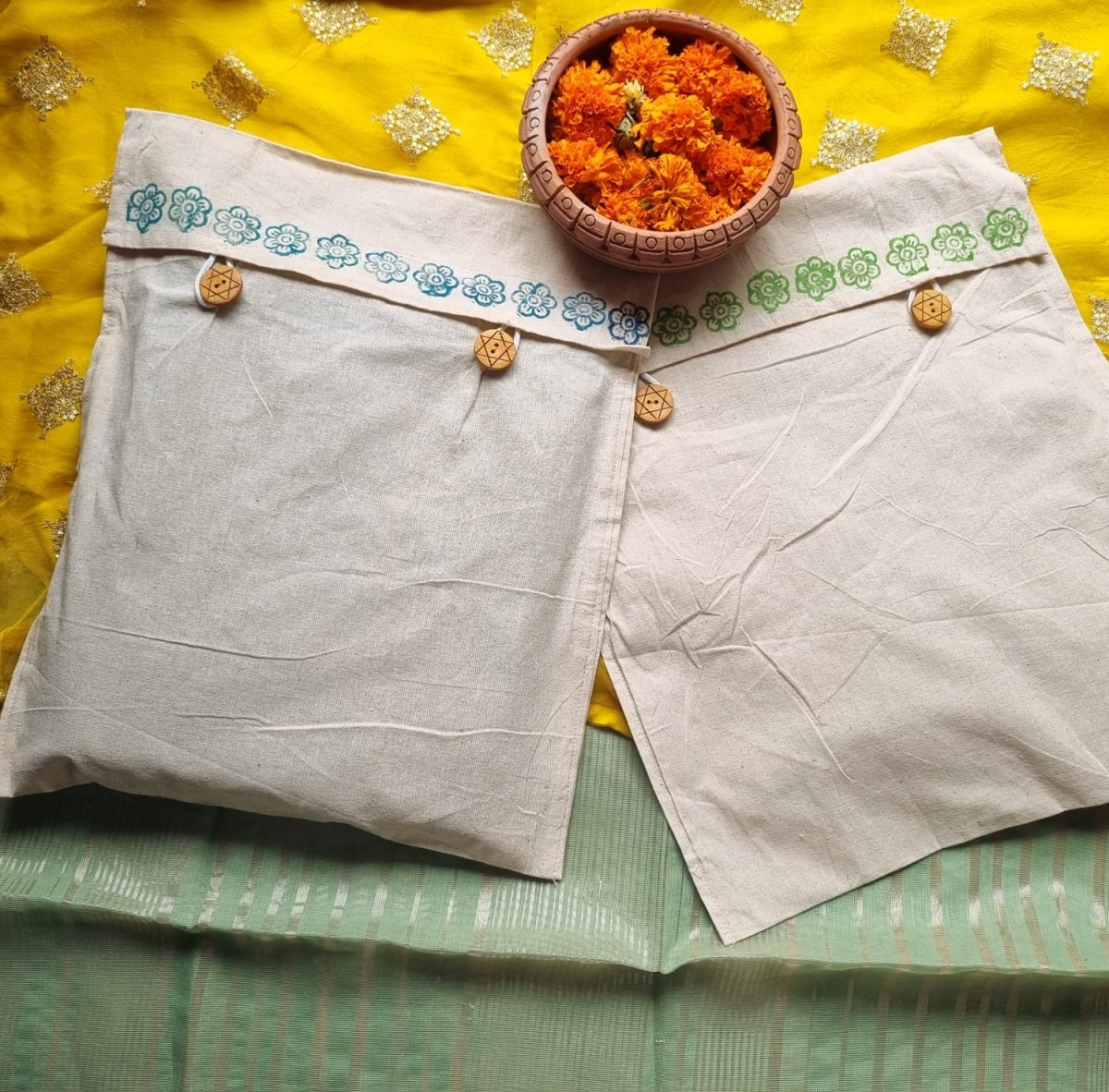 Saree Muslin Cotton Pouch (Set of 2) | Verified Sustainable by Brown Living™