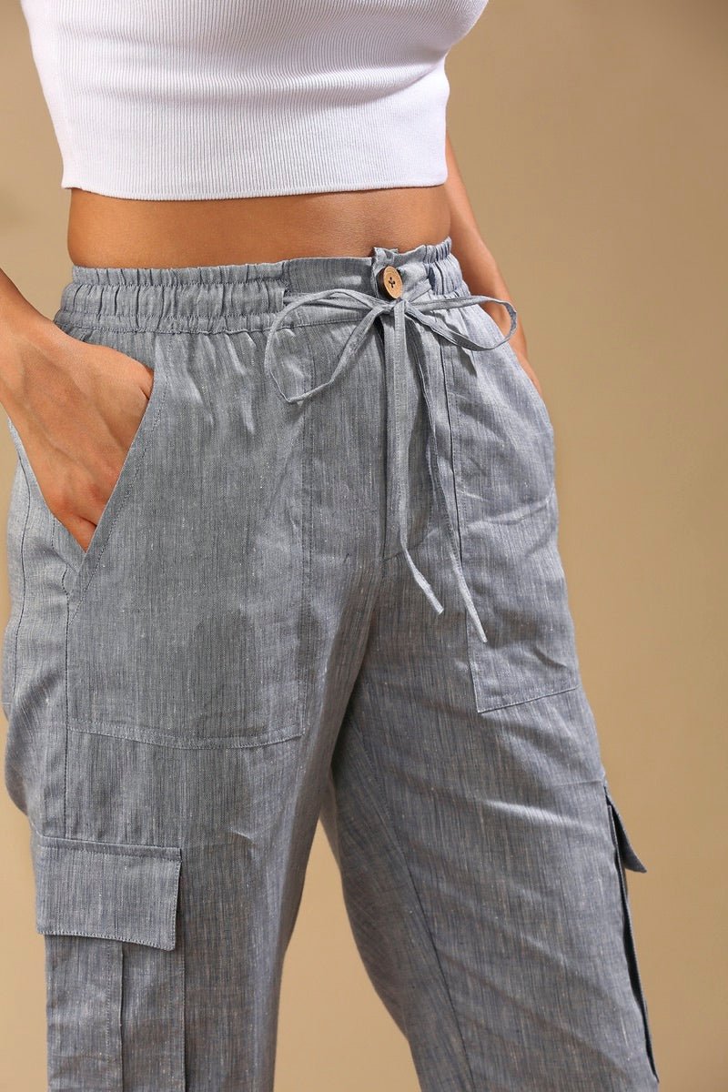 Buy Savannah Cargos - Blue Melange | Shop Verified Sustainable Womens Pants on Brown Living™