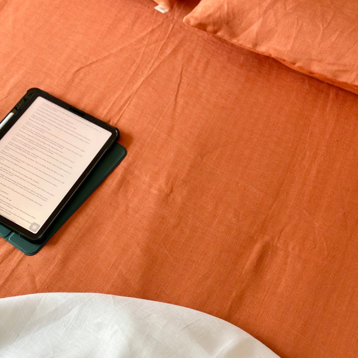 Sawera - 100% Hemp Bedsheet Set – Bedding by Pravaah India available on Brown Living™. Herringbone weave . SKU: PRA022_N386. Img 4.
