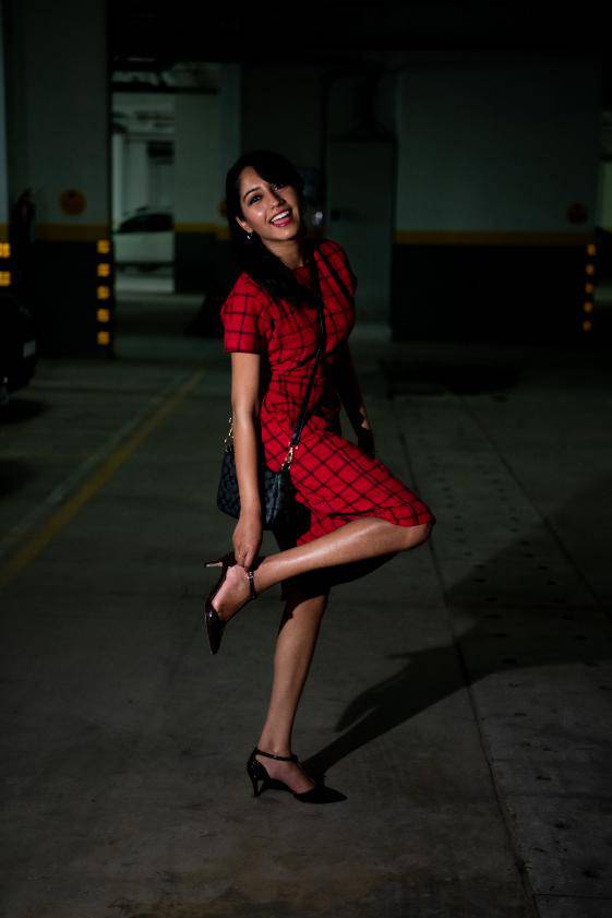 Scarlet Red Black Checks Sheath Dress | Verified Sustainable by Brown Living™