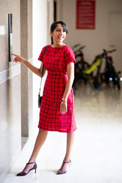 Buy Scarlet Red Black Checks Sheath Dress | Shop Verified Sustainable Products on Brown Living