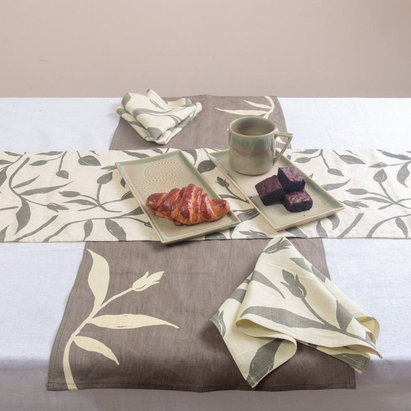 Buy Screen Printed Natural Fabric Dinner Napkins | Set of 2,4 & 6 | Shop Verified Sustainable Table Linens on Brown Living™