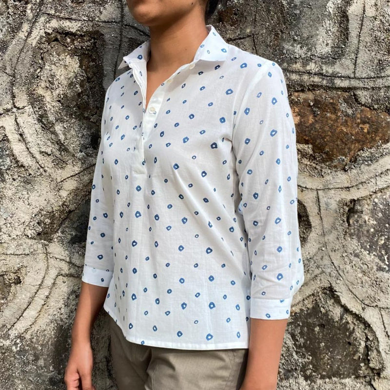 Buy Sea Pebbles Organic Cotton Collar Top | Shop Verified Sustainable Products on Brown Living