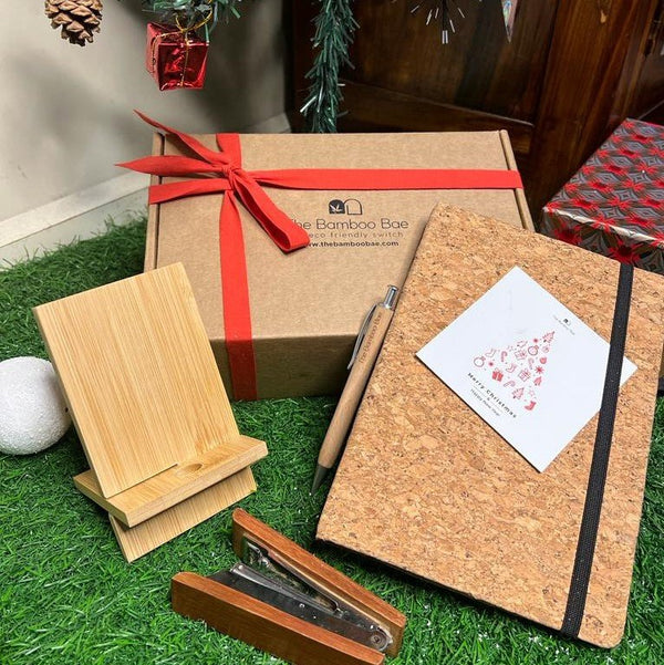 Buy Secret Santa Hamper | Christmas Gift Box | Mobile Stand | Stapler | Pen | Diary | Shop Verified Sustainable Gift on Brown Living™