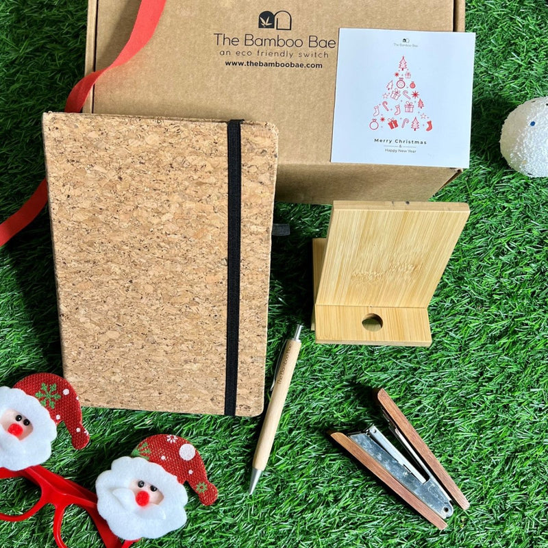 Buy Secret Santa Hamper | Christmas Gift Box | Mobile Stand | Stapler | Pen | Diary | Shop Verified Sustainable Products on Brown Living