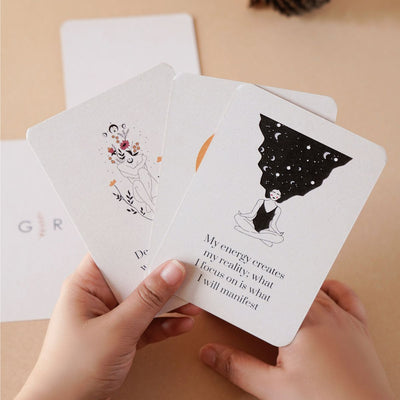 Self Love Affirmation Cards – Greeting & Note Cards on Brown Living™. SKU: GRCAR01. Img 1.