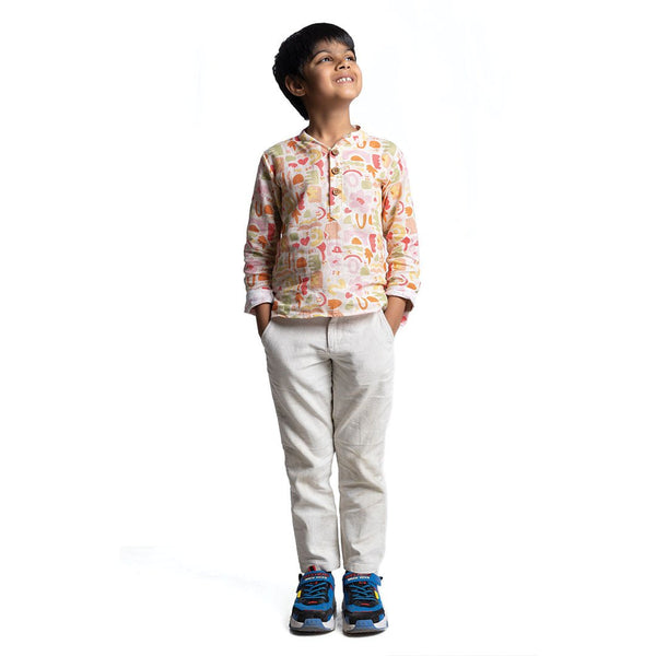 Buy Self Love Boys Full Sleeves Kurta | Shop Verified Sustainable Kids Shirts on Brown Living™