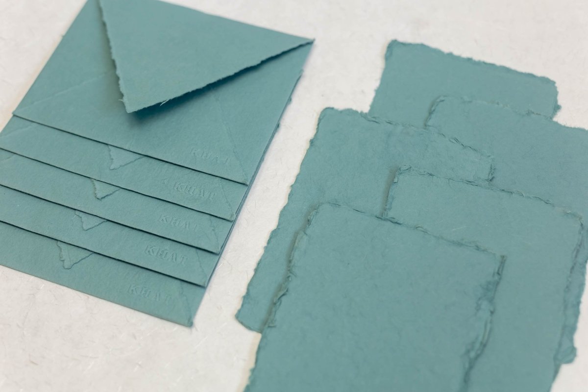 Send a poem - Dusty Blue / Pack of 5 Blank Card & Envelope – Stationery on Brown Living™. SKU: SR006. Img 3.