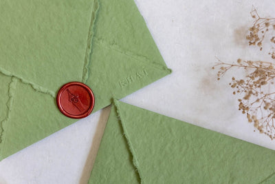 Send A Poem - Sage Green - Pack Of 5 Blank Card & Envelope – Greeting & Note Cards on Brown Living™. SKU: SR010. Img 1.