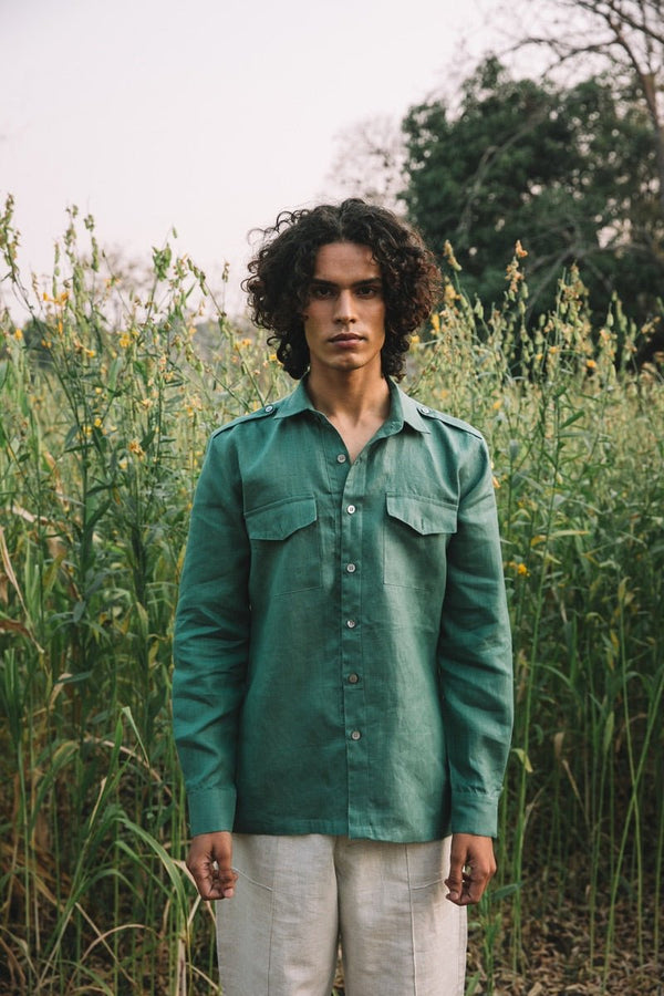 Buy Sequoia Elbow Patch Shirt - Deep Green | Shop Verified Sustainable Products on Brown Living