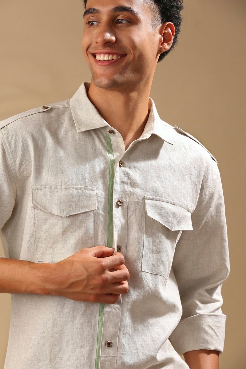 Buy Sequoia Elbow Patch Shirt - Oatmeal | Shop Verified Sustainable Mens Shirt on Brown Living™